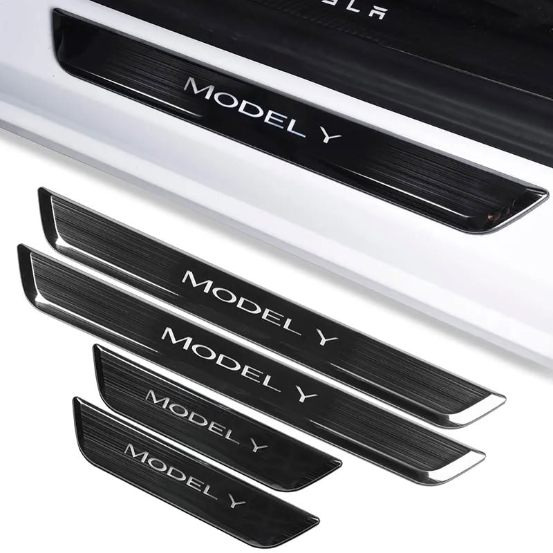 Tesla Model 3/Y Illuminated Door Sills Brushed Black