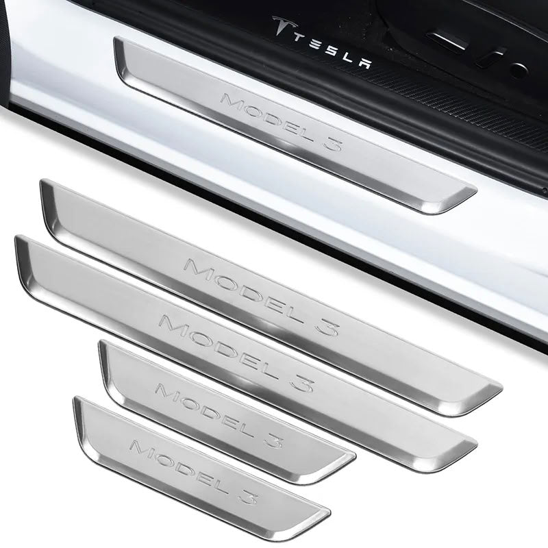 Tesla Model 3/Y Illuminated Door Sills Silver