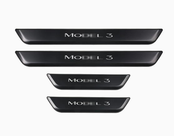 Tesla Model 3/Y Illuminated Door Sills Matte BlackSilver