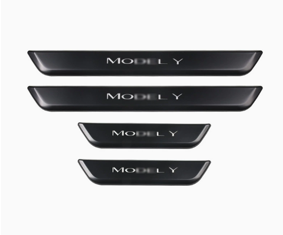 Tesla Model 3/Y Illuminated Door Sills Matte BlackSilver