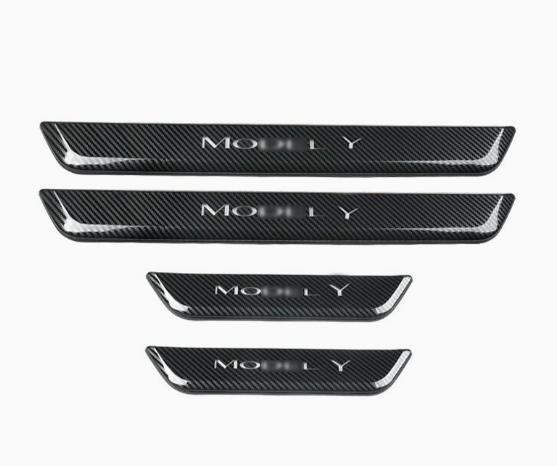 Tesla Model 3/Y Illuminated Door Sills Carbon fiber texture