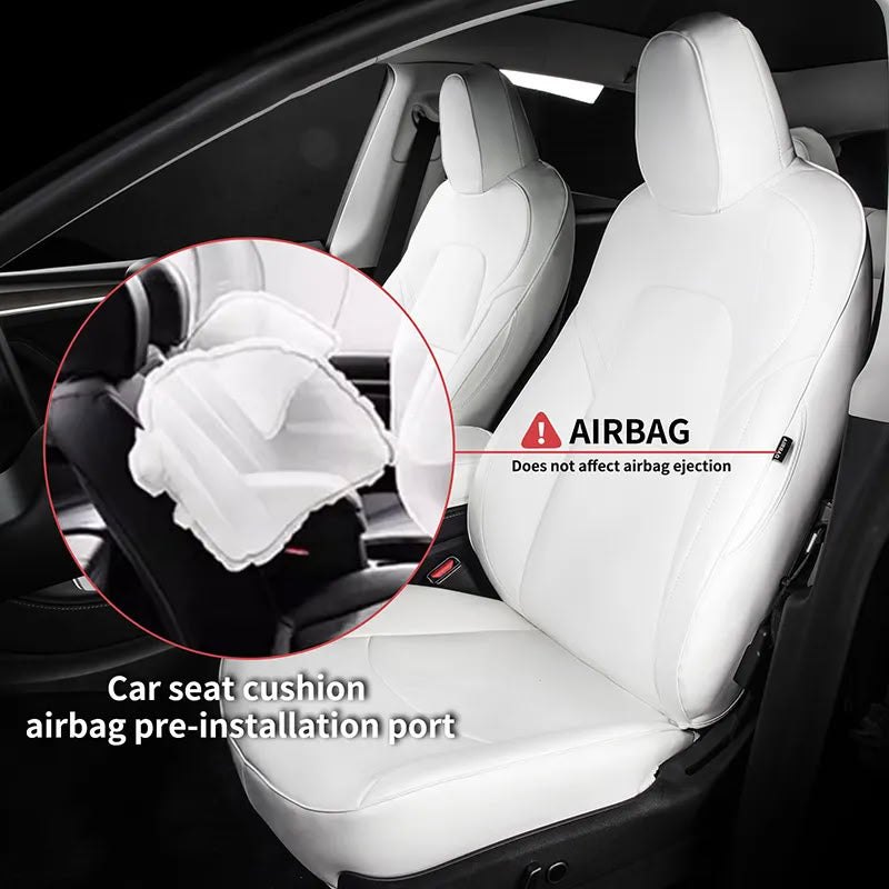 Tesla Model 3/Y Nappa Leather Seat Covers (5-Seat Models) – Airbag & Seat Belt Compatible