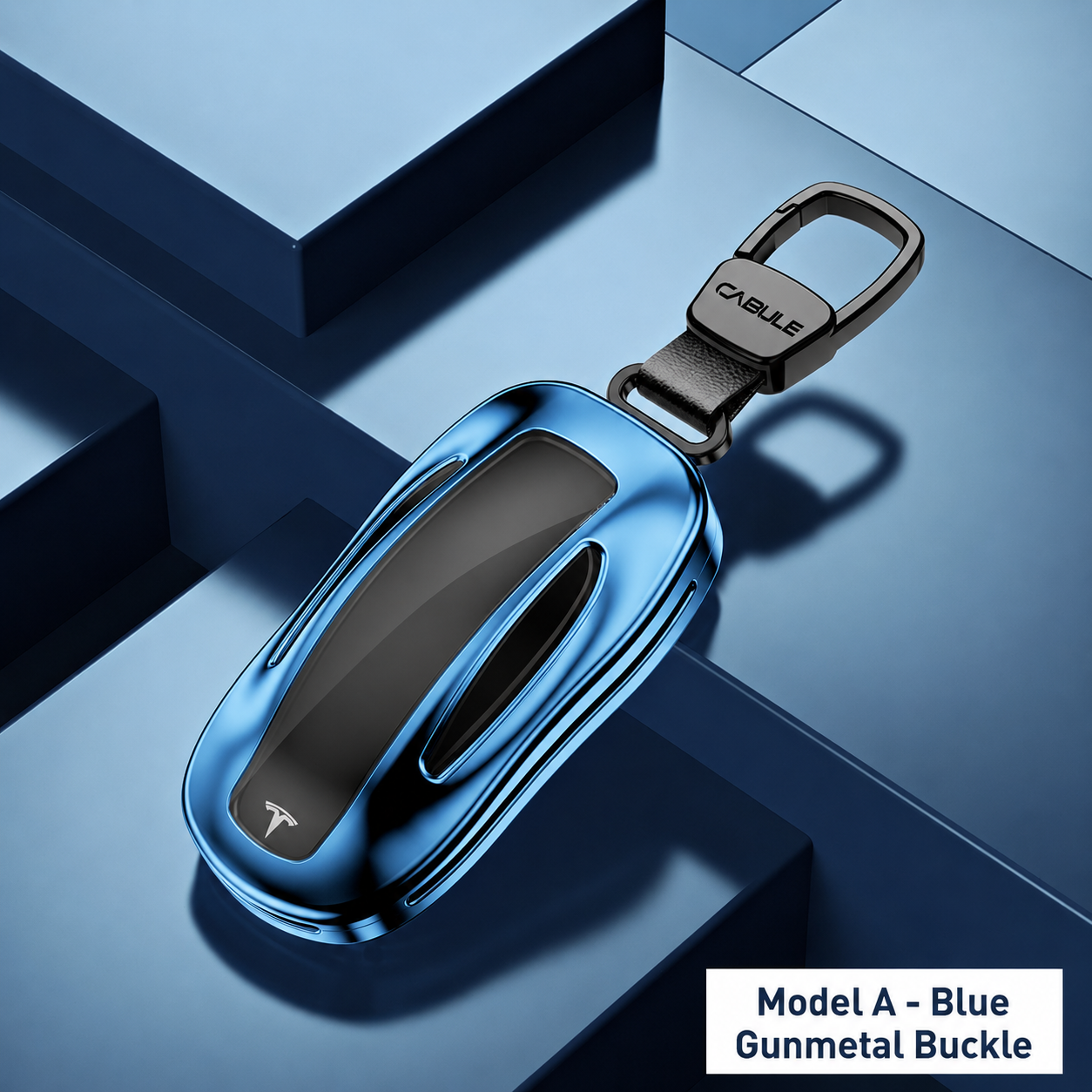 Tesla Model X Aluminum Metal Keychain Cover Sky Blue