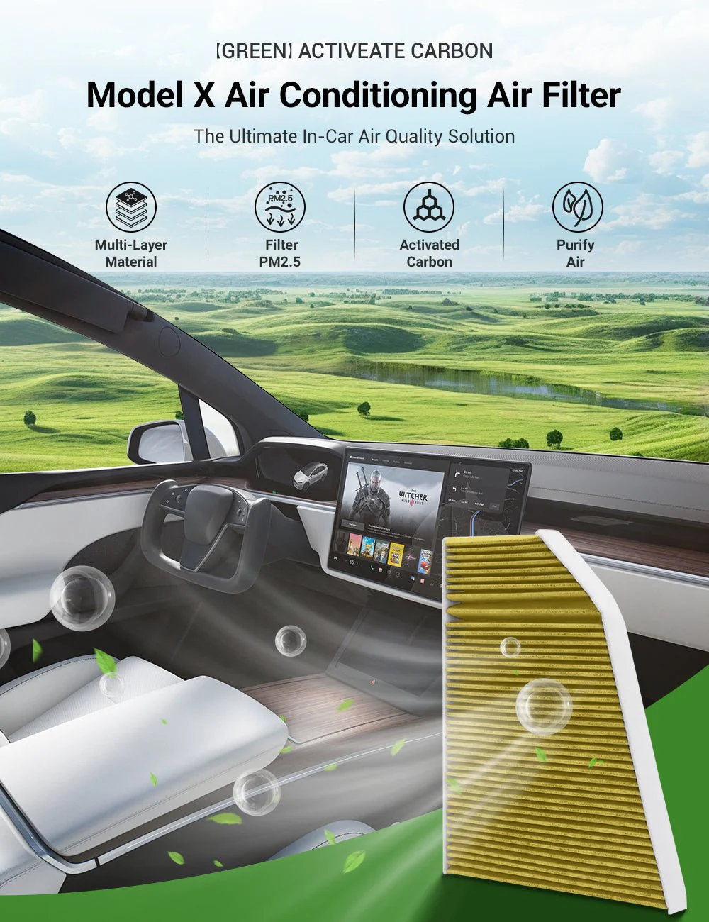 Tesla Model X Cabin Air Filter Replacement – HEPA Activated Carbon (1PC)