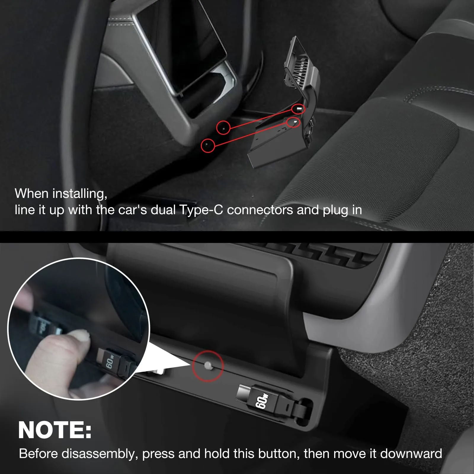 Rear Central Control Air Outlet Expansion Dock for Tesla Model 3/Y