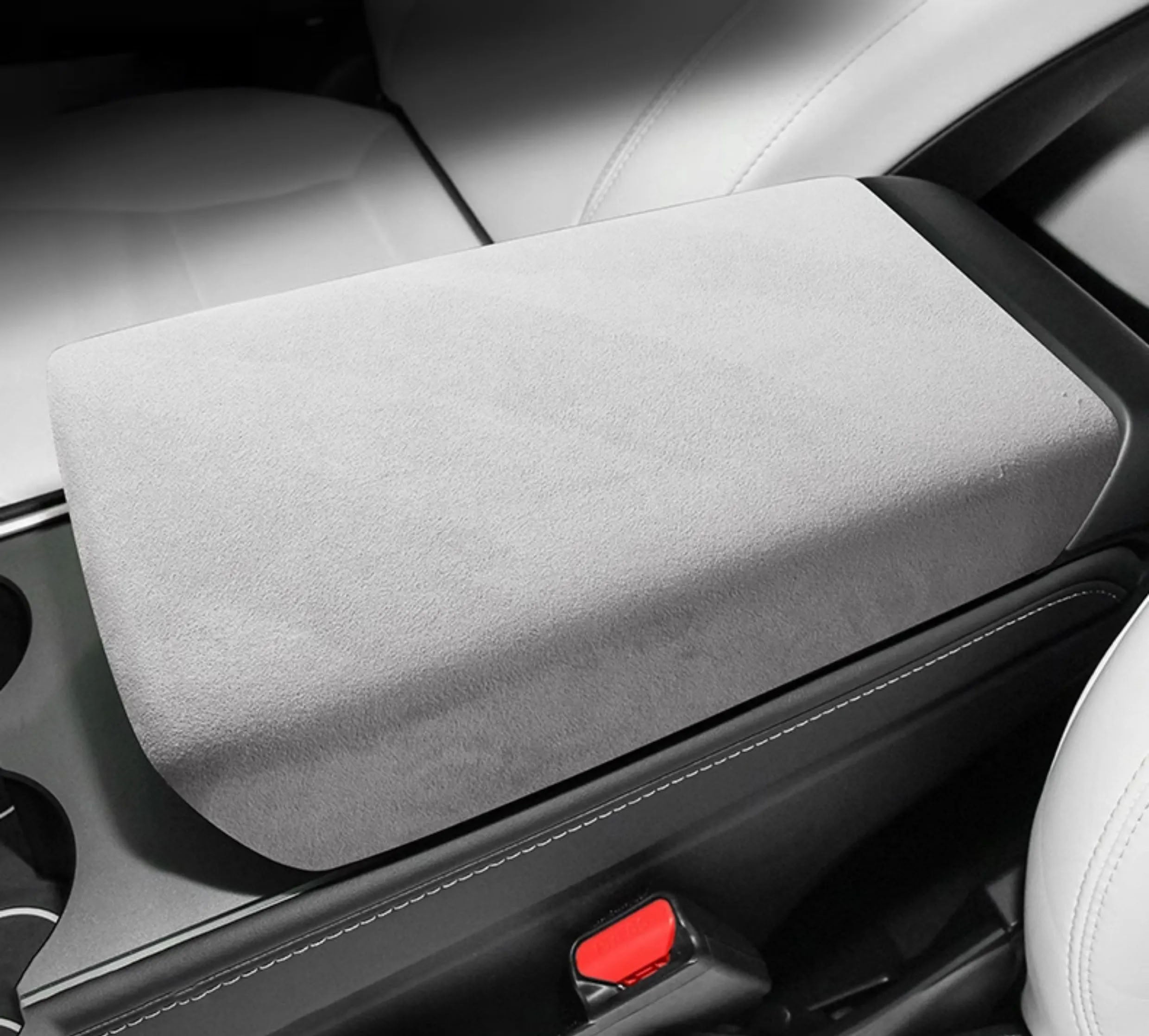 Tesla Model Y Juniper / 3 Highland Suede Armrest Cover & Interior Trim Kit (5-Piece) White Model 3 Highland Model Y Juniper Armrest Cover