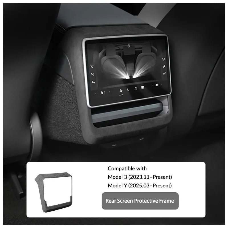 Tesla Model Y Juniper / 3 Highland Suede Armrest Cover & Interior Trim Kit (5-Piece) Black Model 3 Highland Model Y Juniper Rear Screen Protective Frame