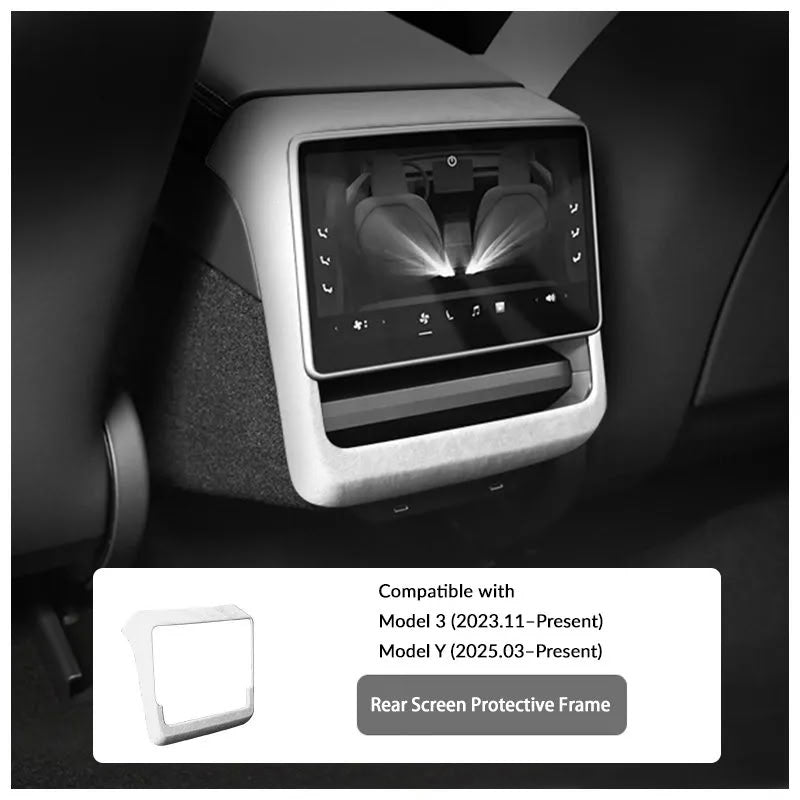 Tesla Model Y Juniper / 3 Highland Suede Armrest Cover & Interior Trim Kit (5-Piece) White Model 3 Highland Model Y Juniper Rear Screen Protective Frame