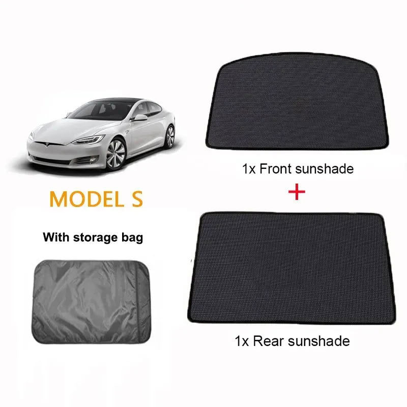 Tesla Model S (2016-Present) Glass Roof Sunshade and Front & Rear Sunroof Sunshade Model S（2016-2020） 2 Pcs