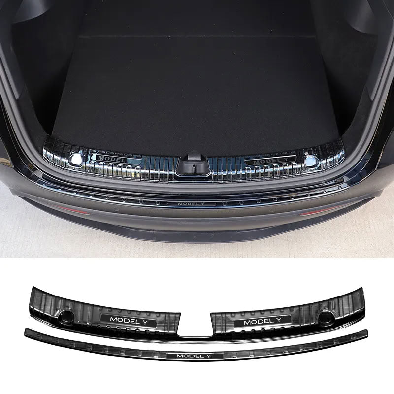 Trunk Guard Plate for Tesla Model 3/Y – Stainless Steel, Black Titanium Coating Model Y（2020-2025.02） Internal+External