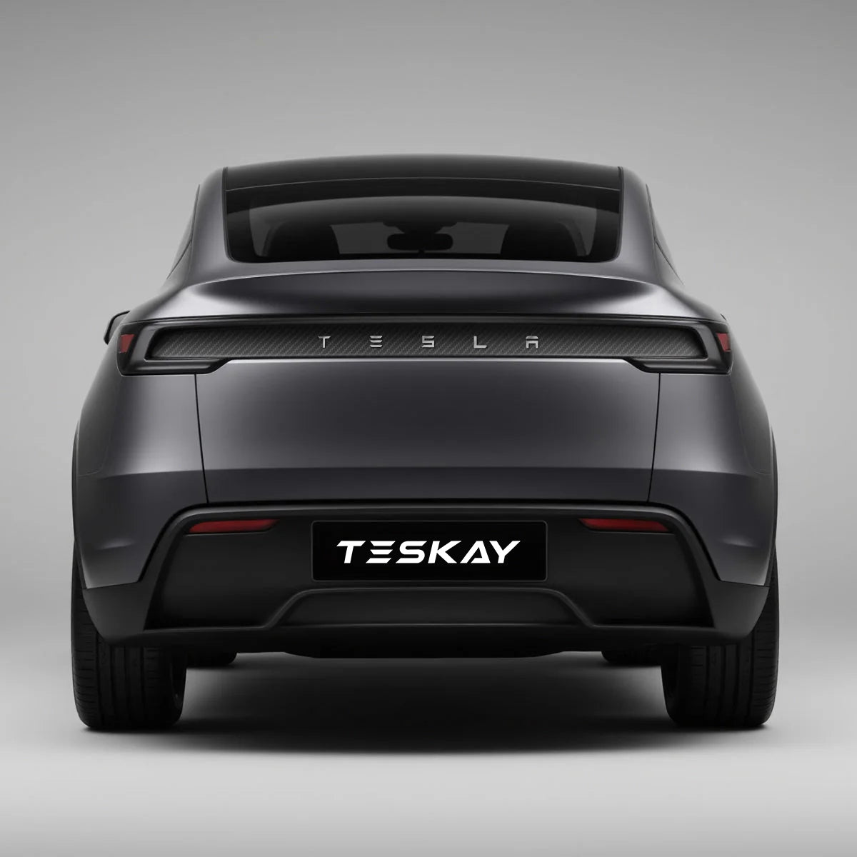 Trunk Tailgate Applique for Tesla Model Y Juniper - Real Dry Molded Carbon Fiber Silver