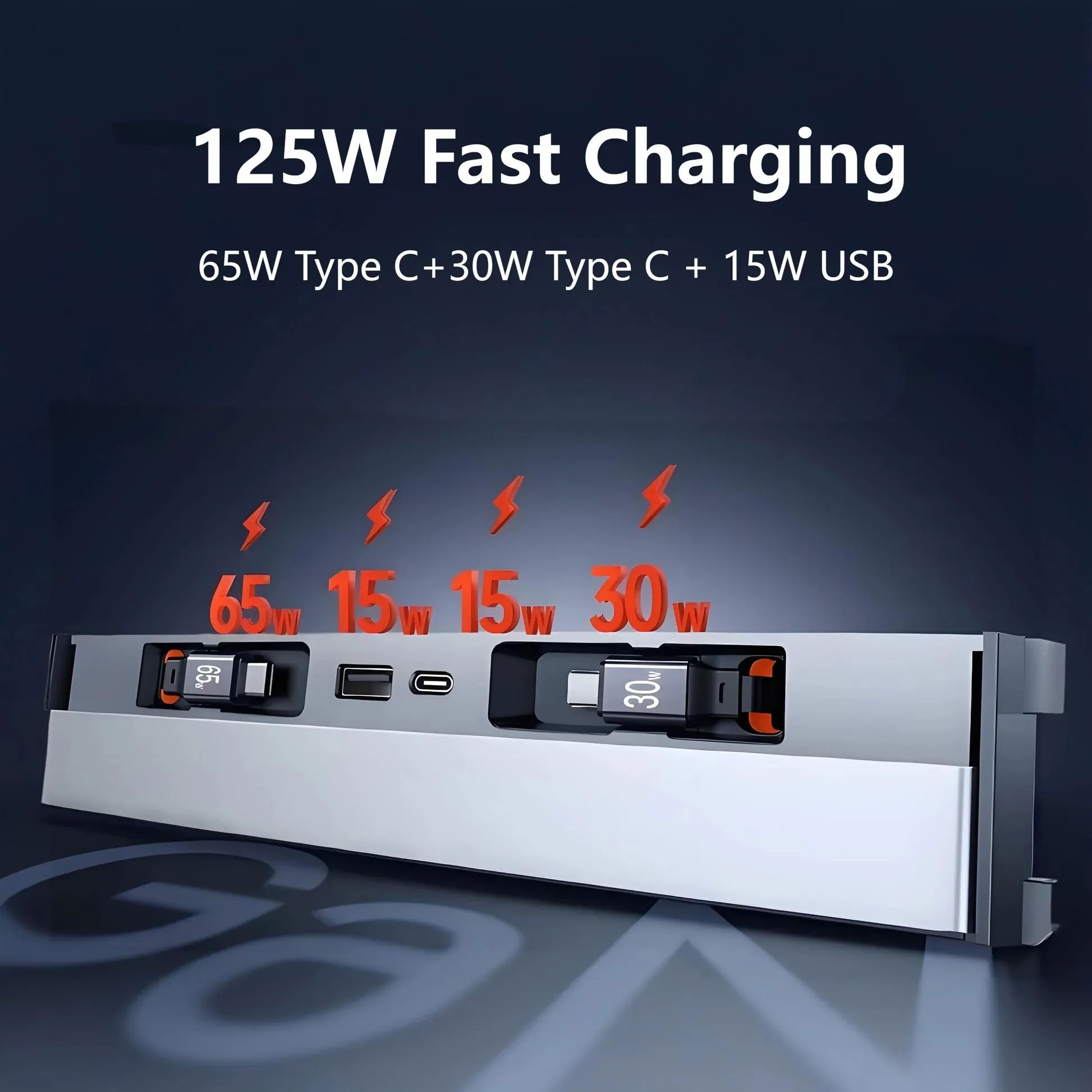 USB Hub Docking Station for Tesla Model Y Juniper/ Model 3 Highland: 125W Ultra-Fast Charging, Smart Temperature Control, Seamless Integration 65W Type C+ 30W Type C + 15W USB