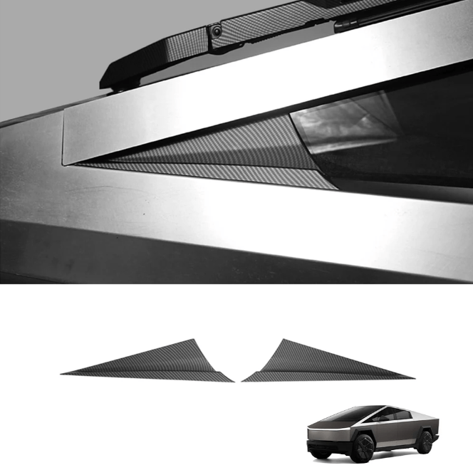 A-Pillar Triangle Spoiler Covers for Tesla Cybertruck Carbon Fiber Pattern (ABS)