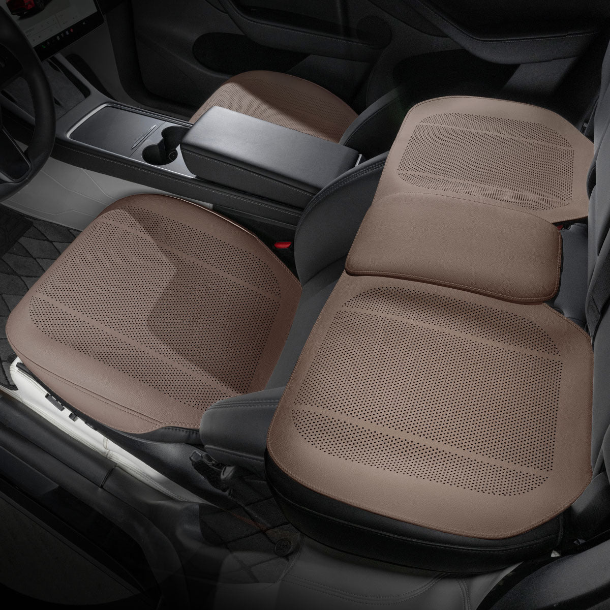 All-Wheather Nappa Leather Car Seat Covers for Tesla Model 3/Y/S/X Tesla Model 3 Y S X Full Set of Car Seat Covers (3 Pieces) Chestnut Brown