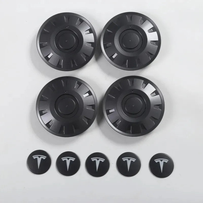Tesla Model 3 Highland Wheel Center Caps - 18/19 inch ABS Hub Caps - Full Coverage Protection & Easy Snap-On Installation Gray