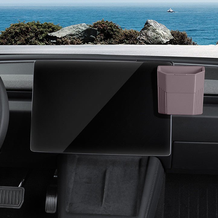 Central Screen/Seat/Dash Trash Can for Tesla Model 3 2023.11+ / Y 2025.03+ For Model 3 (2024-ON) & Model Y (2025.3-ON) Center Console Screen Tea Amber Brown