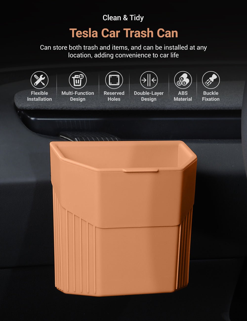 Central Screen/Seat/Dash Trash Can for Tesla Model 3 2023.11+ / Y 2025.03+
