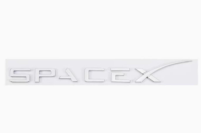 Tesla SpaceX Emblem – 3D Zinc Alloy Badge for Model S/3/X/Y Silver