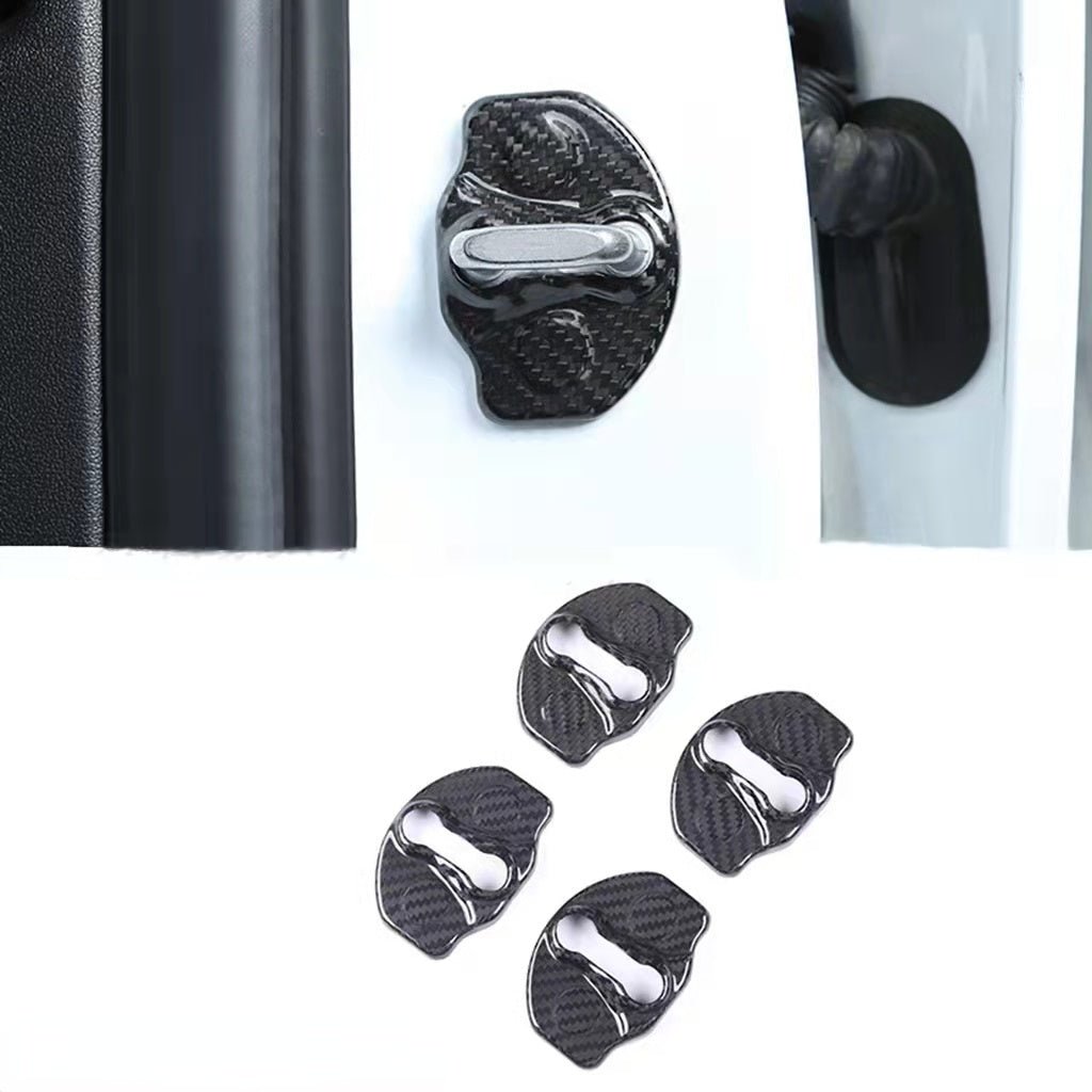 Real Dry Carbon Fiber Door Lock Cover for Tesla Model 3 & Model Y
