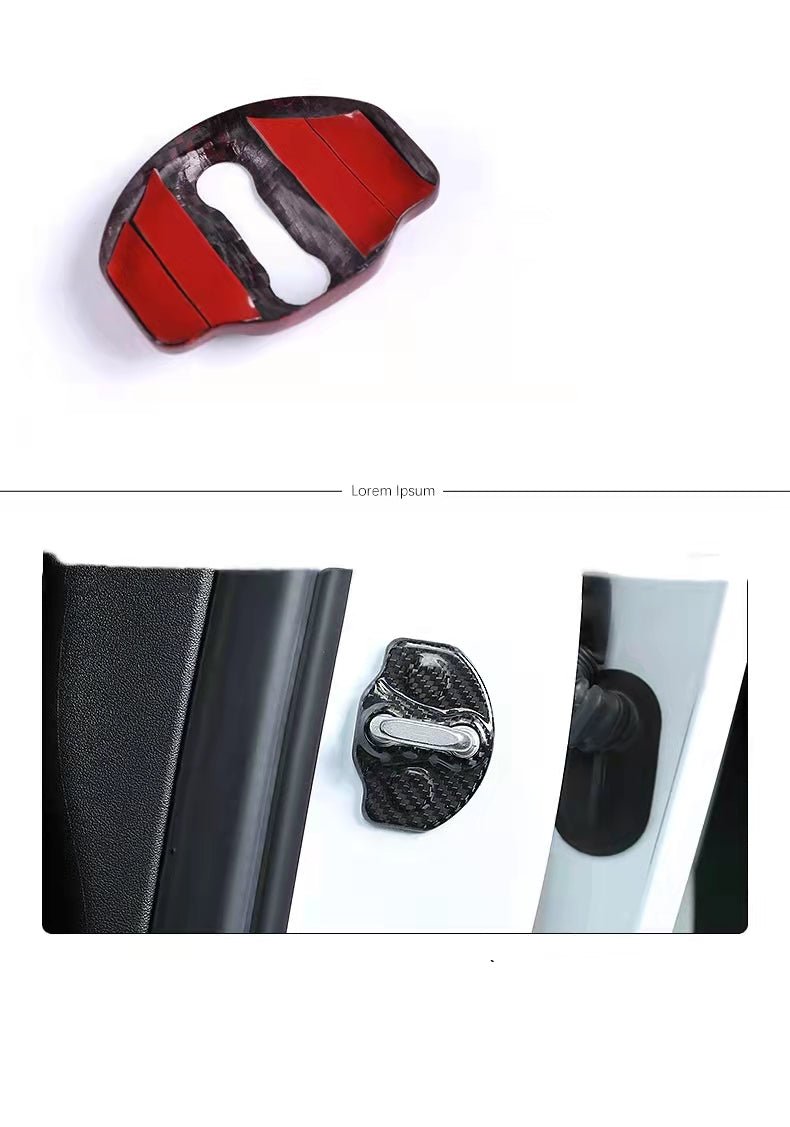 Real Dry Carbon Fiber Door Lock Cover for Tesla Model 3 & Model Y