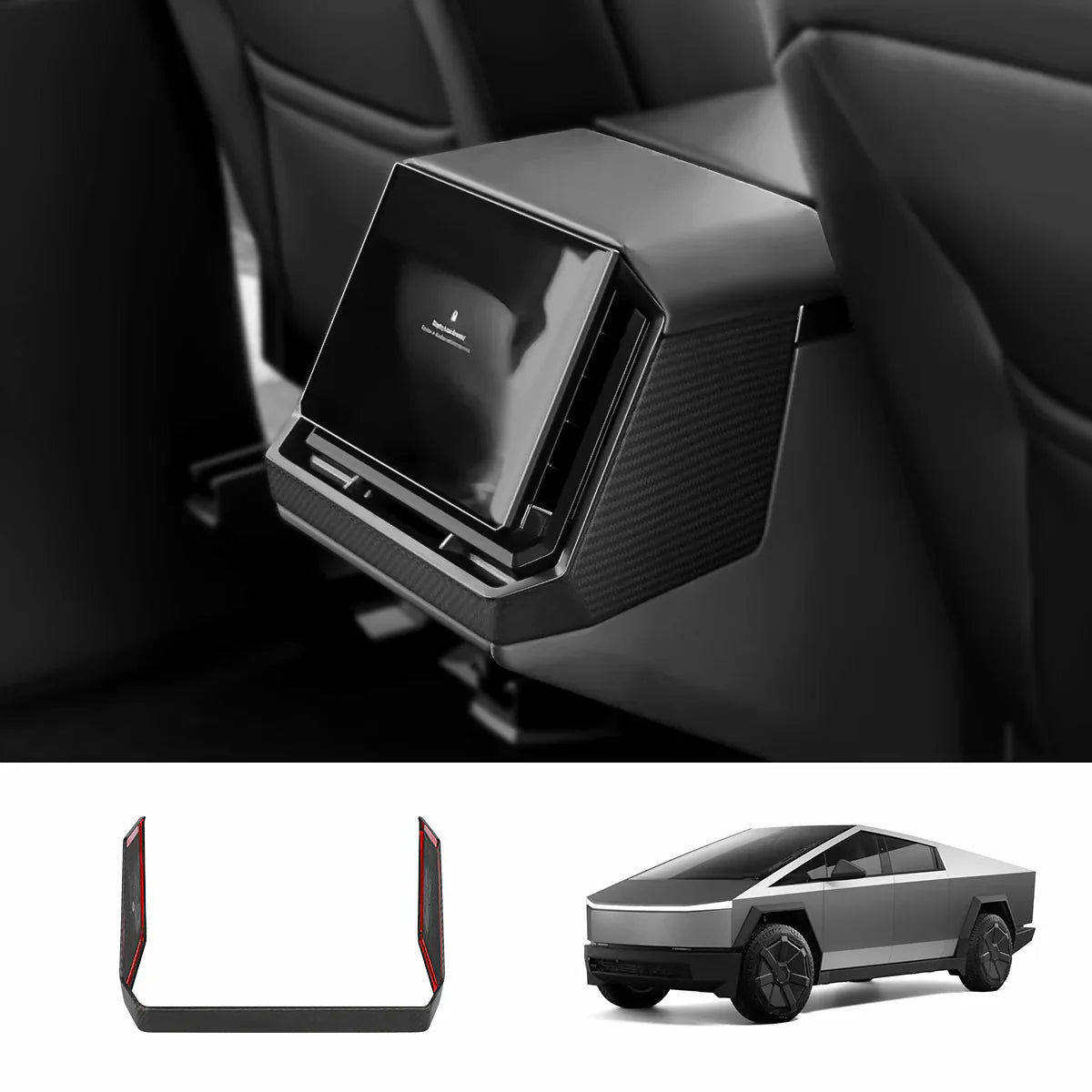 Dry Carbon Fiber Rear Screen Frame Cover / Frame Full Wrap for Tesla Cybertruck Frame Full Wrap Matte Carbon Fiber