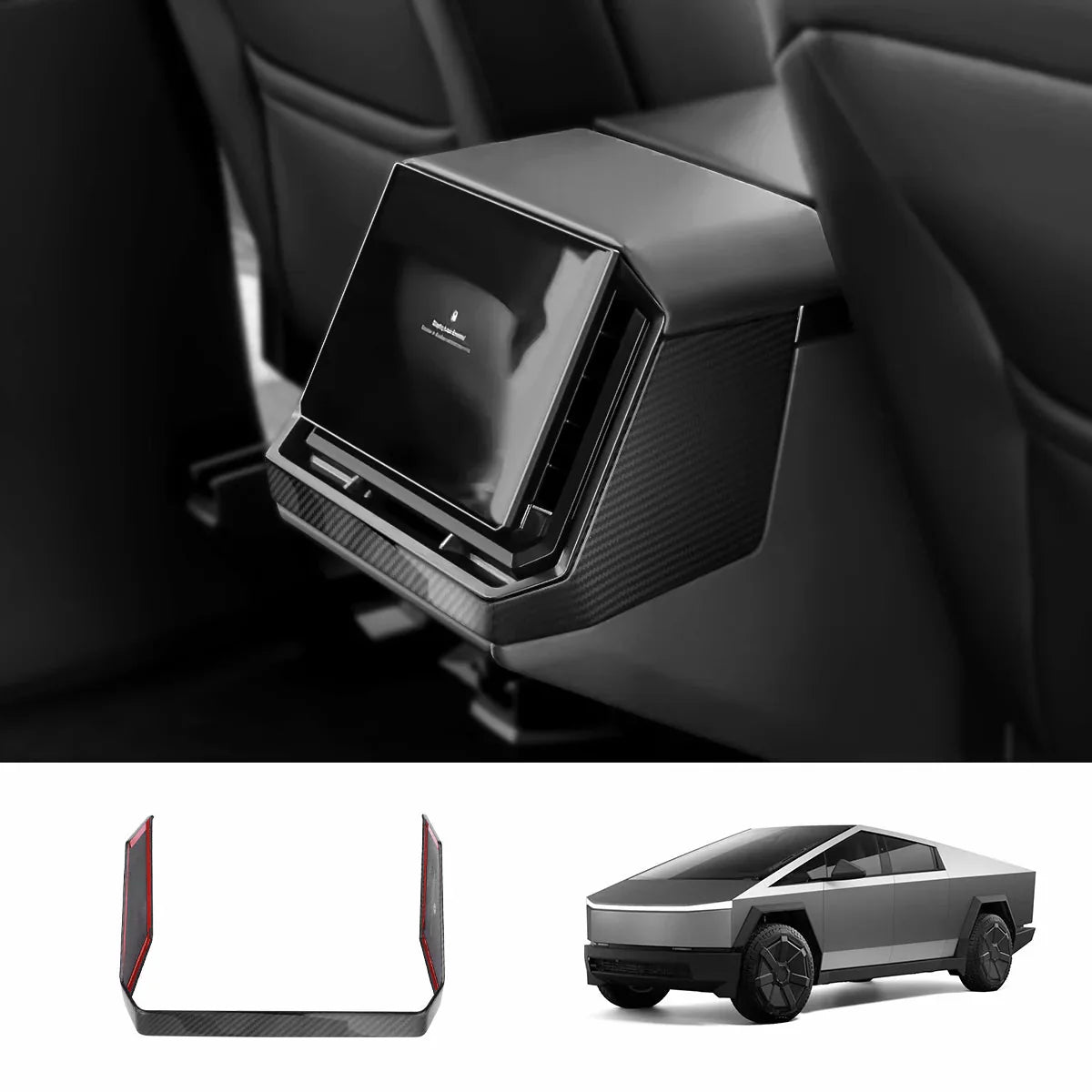Dry Carbon Fiber Rear Screen Frame Cover / Frame Full Wrap for Tesla Cybertruck Frame Full Wrap Glossy Carbon Fiber