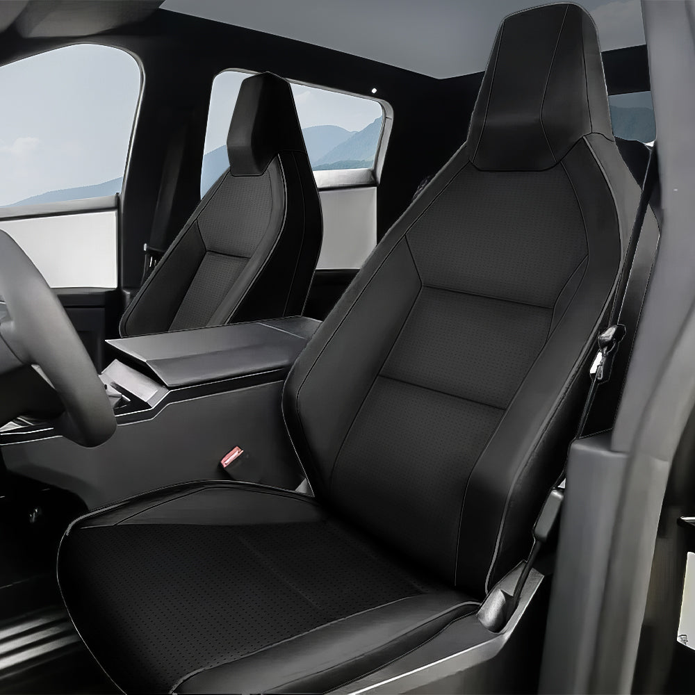Full Leather Seat Covers for Tesla Cybertruck (10 PCS) Black