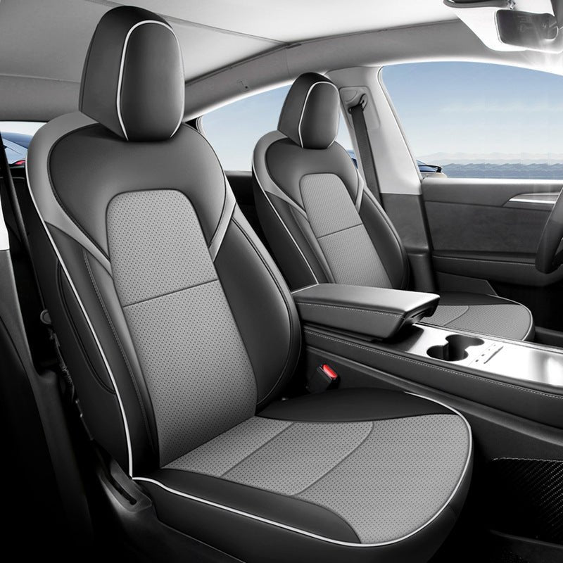 Leather Seat Covers for Tesla Model 3 & Model Y Aurora Gray (Full Set for 5 Seats)