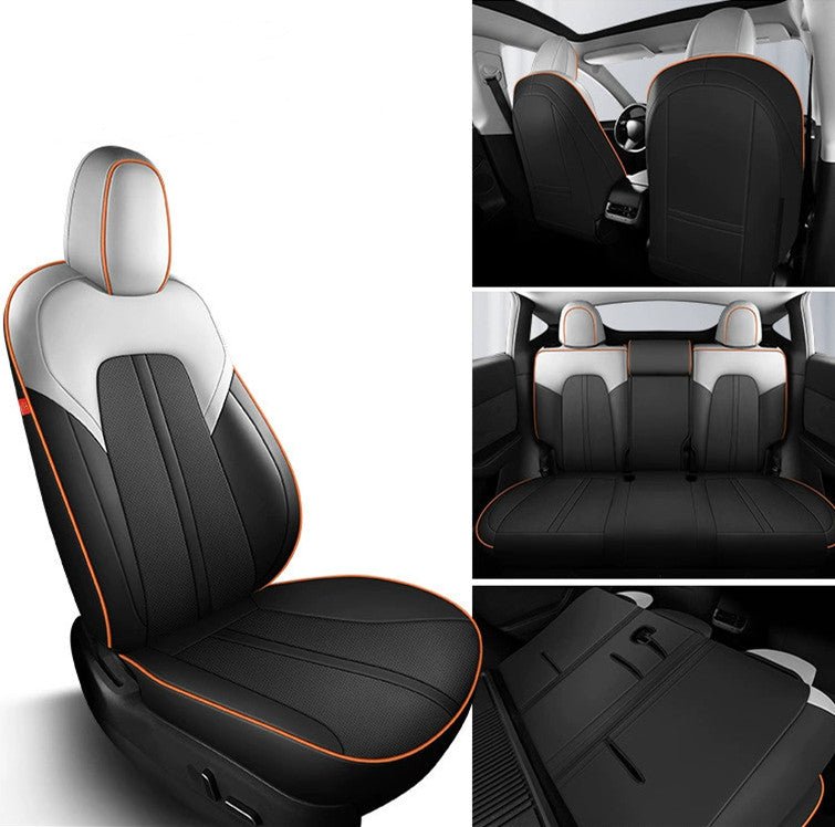 Leather Seat Covers for Tesla Model Y Model Y (2020-2024) Black and Grey