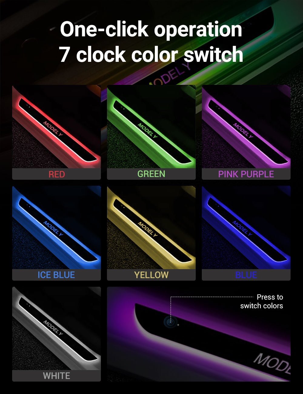 LED Colorful Lights illuminated Door Sills for Tesla Model Y/3/S/X