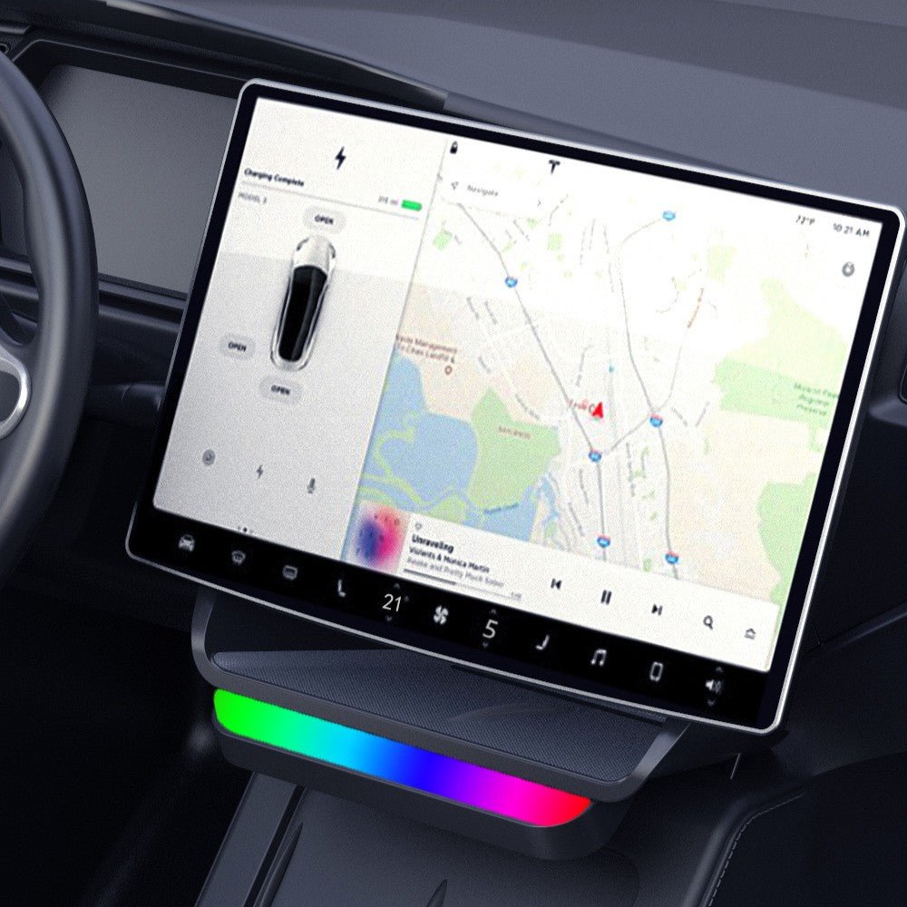 Model 3 Highland / Model Y Juniper Under Screen Storage Box Center Console Organizer With Ambient Lighting