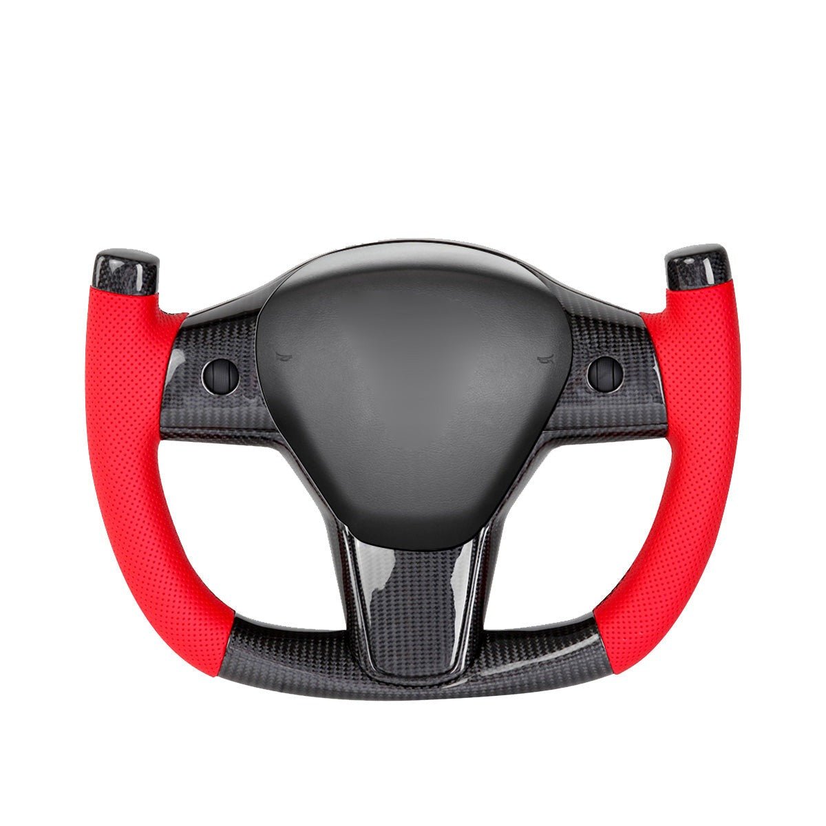 Modify Carbon Fiber Yoke-Style Steering Wheel for Tesla Model 3 / Y Perforated leather