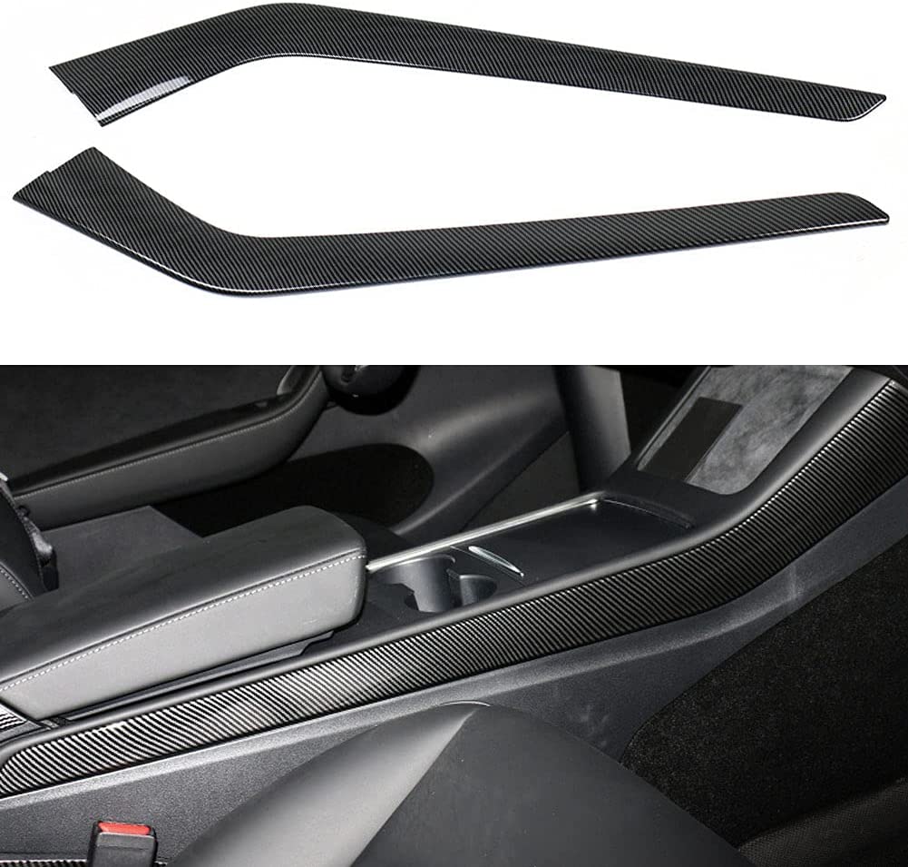 Carbon Fiber Center Console Side Trim for Tesla Model 3/Y Glossy Carbon Fiber