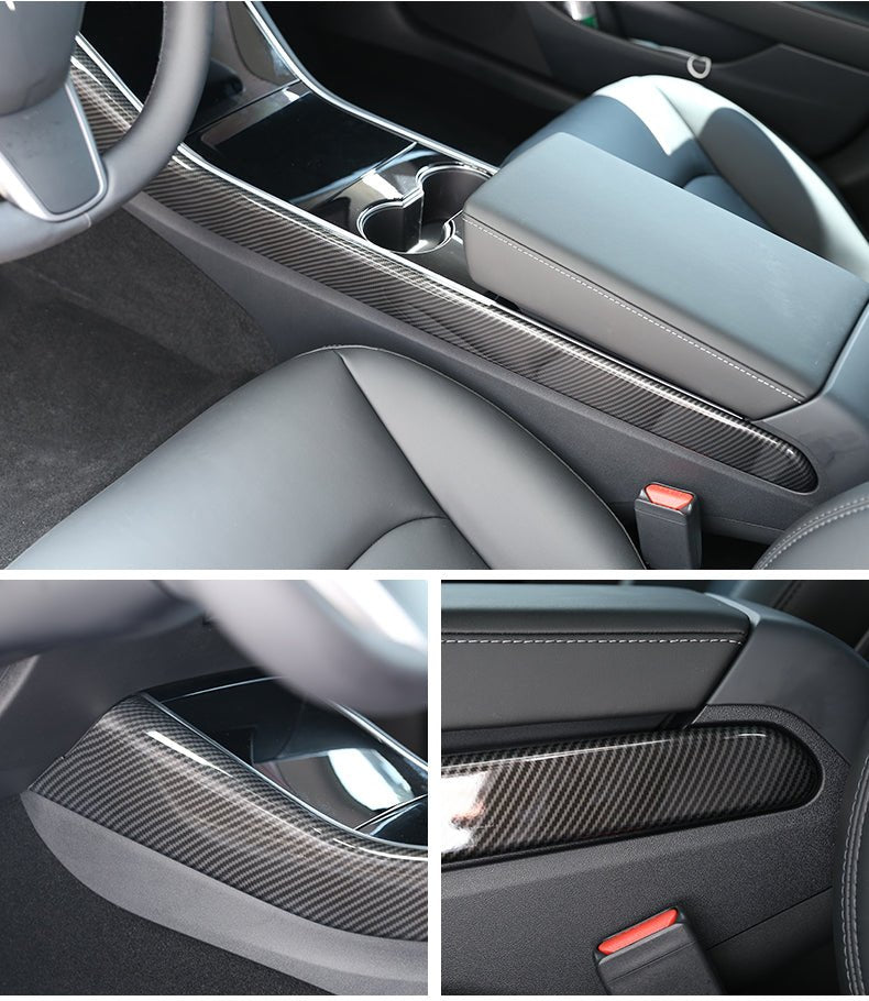 Carbon Fiber Center Console Side Trim for Tesla Model 3/Y