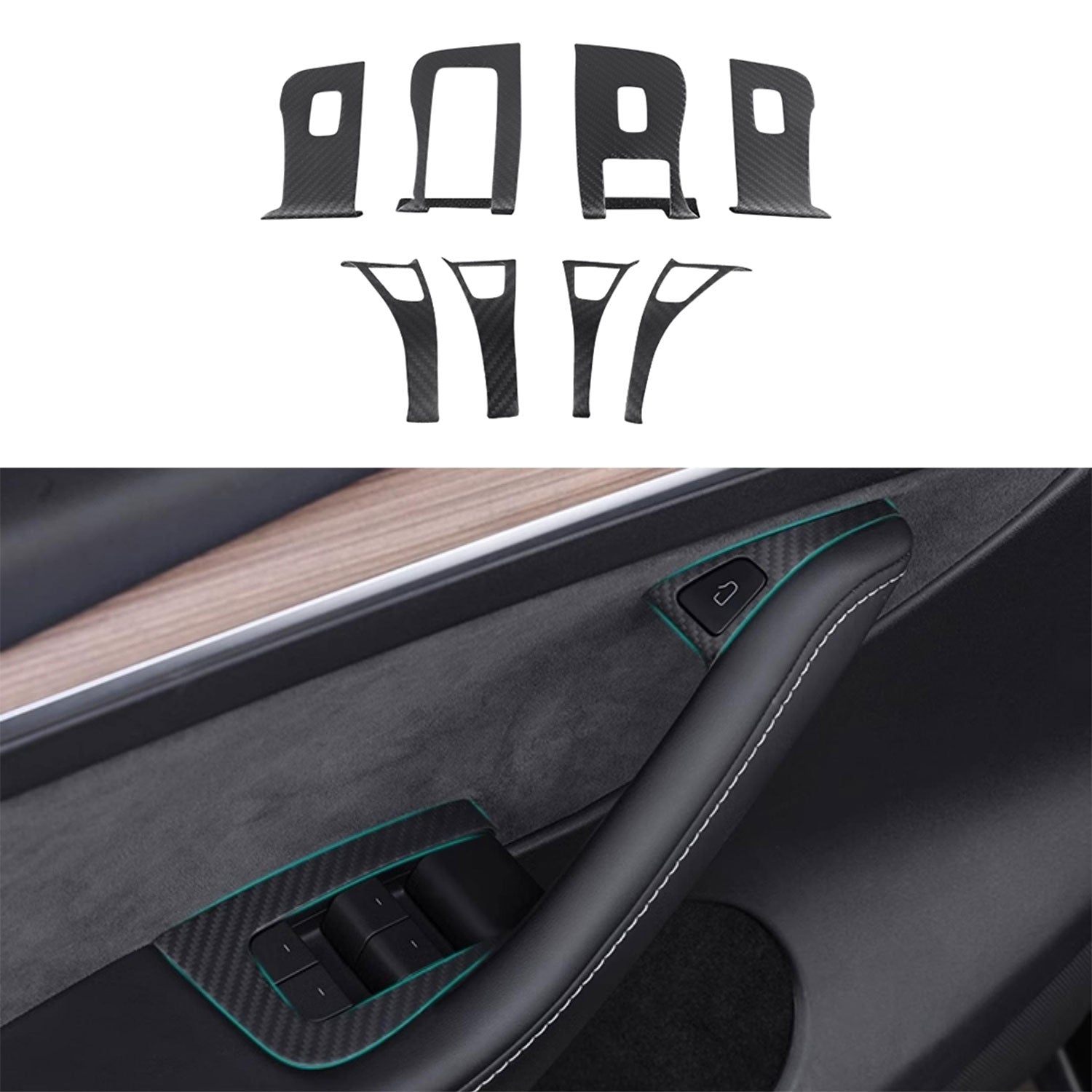 Model 3/Y Carbon Fiber Window & Door Switch Covers (LHD & RHD) Left Hand Drive Matte