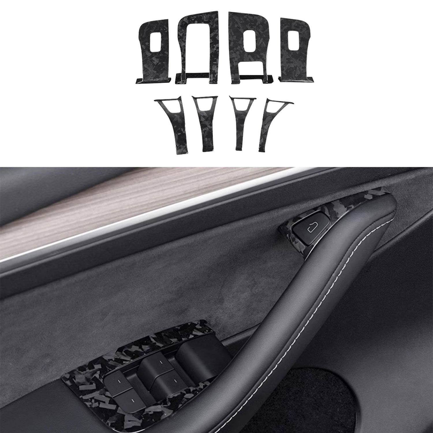 Model 3/Y Carbon Fiber Window & Door Switch Covers (LHD & RHD) Left Hand Drive Forged