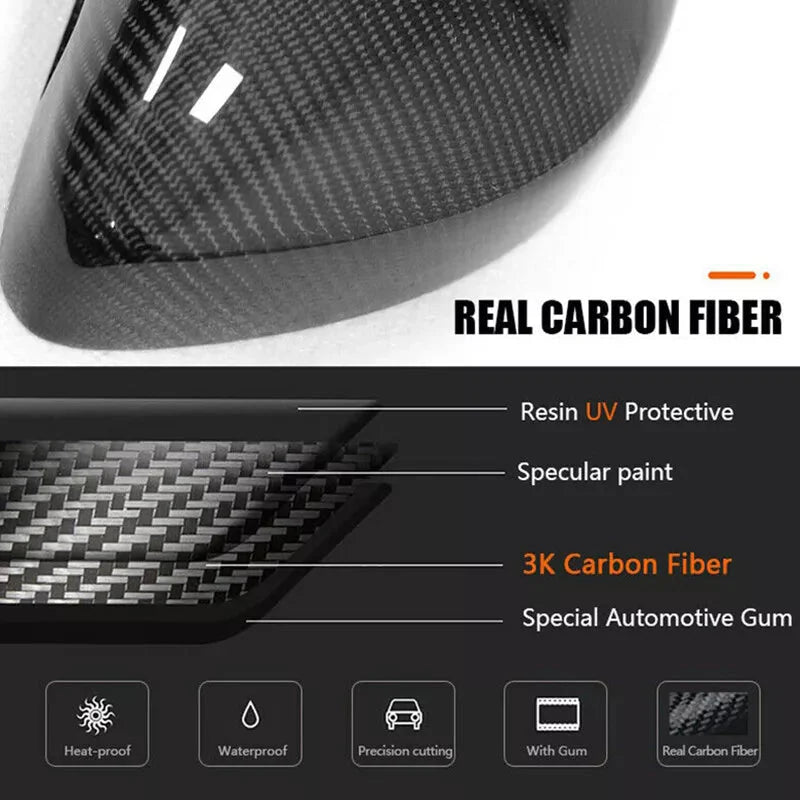 Real Carbon Fiber Mirror Covers Replacement for Tesla Model S / X
