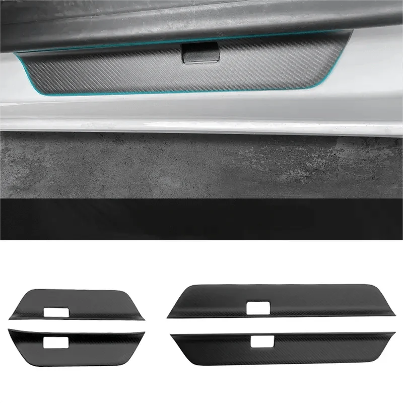 Real Dry Carbon Fiber Door Sill Strip Overlay for Tesla Model 3/Y Model 3 Highland 2024+ & New Model Y 2025+ Matte