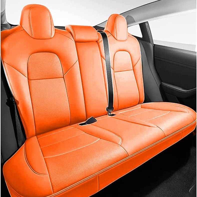 Seat Covers for Only Front Seats/Rear Seats for Tesla Model 3 & Model Y (5 Seater) Orange (Only for rear seats) Model Y (2020-2024 | 5 Seater)
