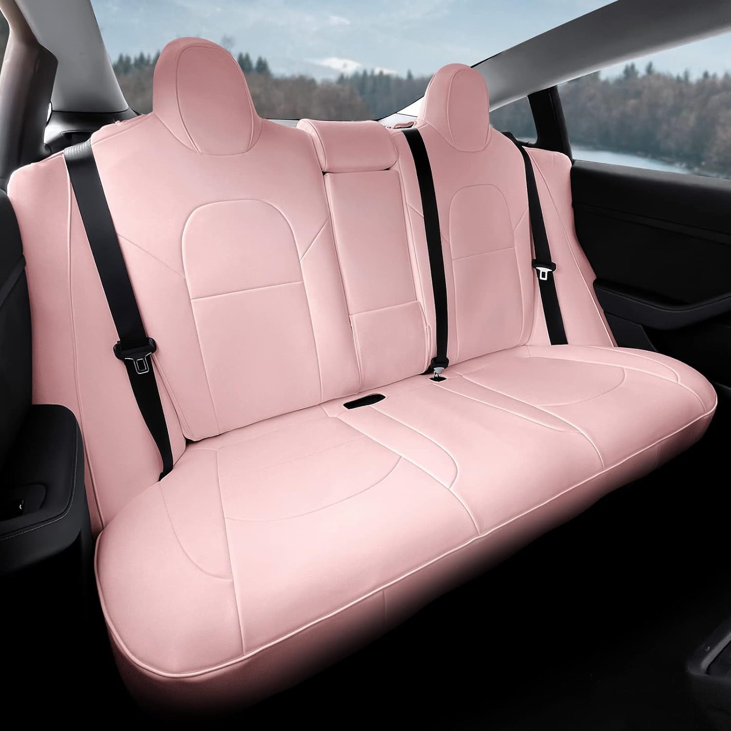 Seat Covers for Only Front Seats/Rear Seats for Tesla Model 3 & Model Y (5 Seater) Pink (Only for rear seats) Model 3 (2017-2023.10)