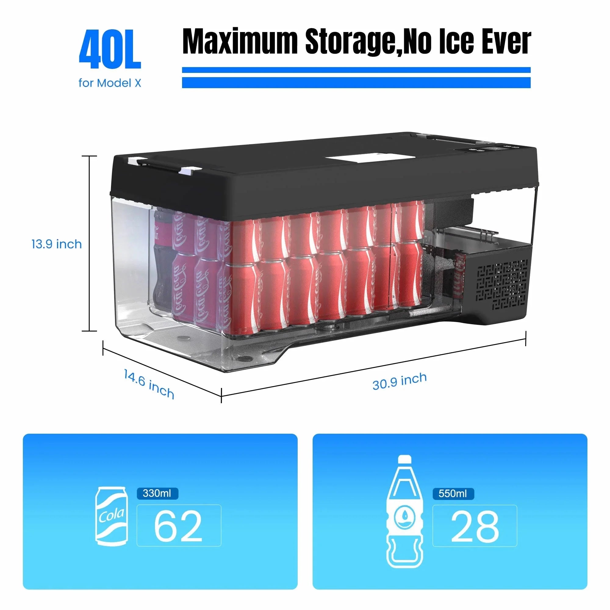 Smart Portable Trunk Freezer for Tesla Model X | Bluetooth App & LCD Control