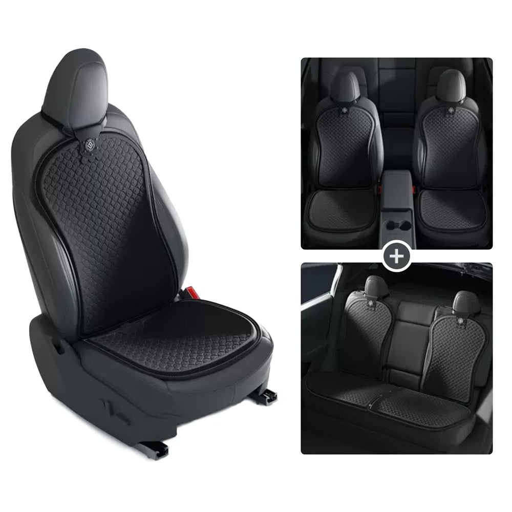 Summer Cooling Seat Covers for Tesla Model 3/Y Carbon Black 7 PCS × Seat Covers (Full set) Model 3 (2021-Present) & Model Y (2021-Present)
