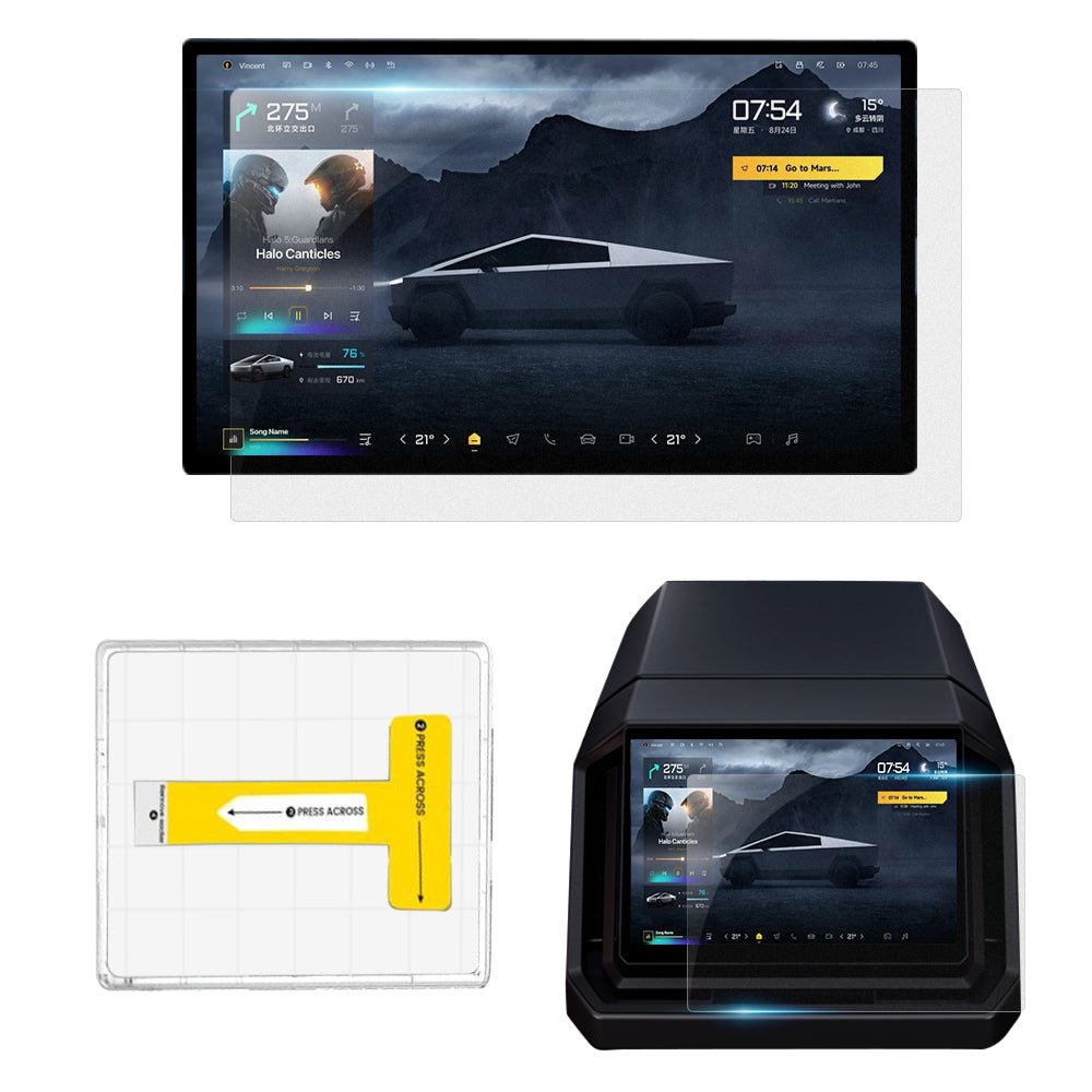 Tempered Screen Protector for Tesla Cybertruck Frosted with Lamination Tool (Sales)