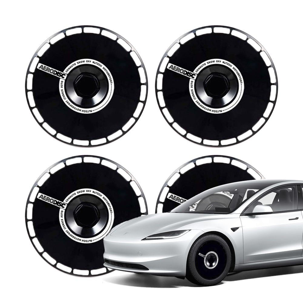 Aero DISC Wheel Covers for Model Y / Model 3 Black Wheel Cover + B Sticker