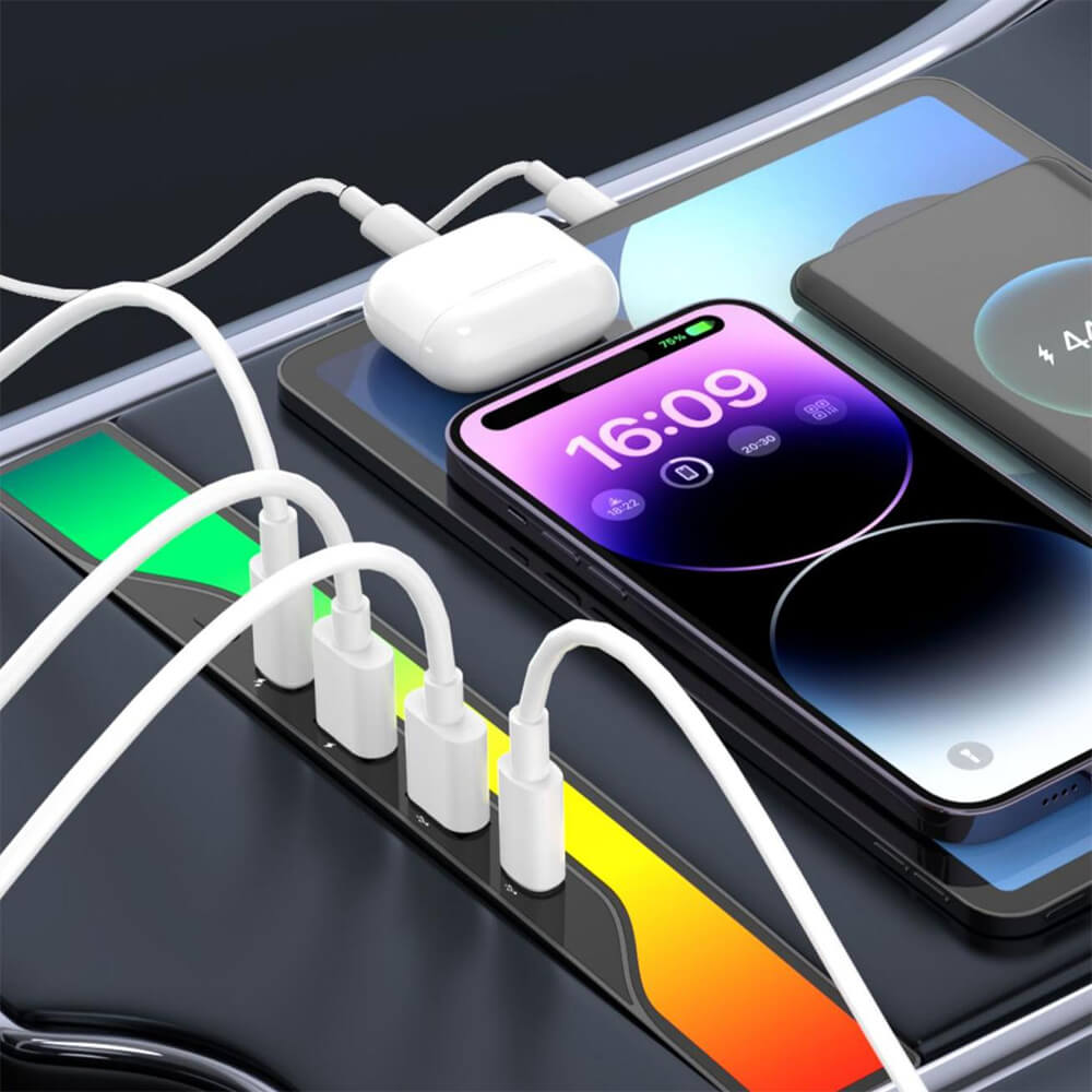 Center Console USB Hub with Ambient Lighting for Model 3 Highland/ Model Y Juniper