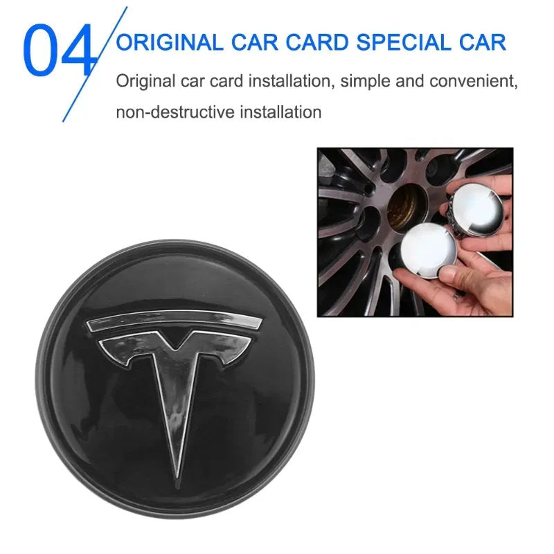 LED Wheel Light Covers for Tesla Center Caps - Compatible with Model S/3/X/Y (Set of 4) - Kinetic Lighting for Enhanced Safety and Style