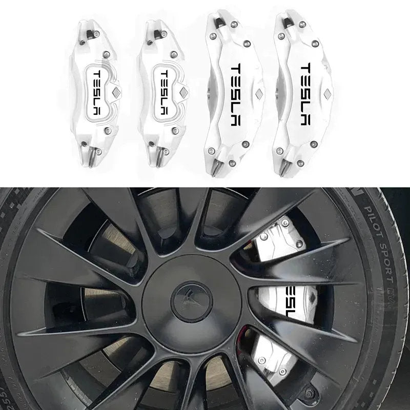 19"-22" Tesla Model X/S Brake Caliper Covers – Aluminum Alloy for 2018-2025 Models White