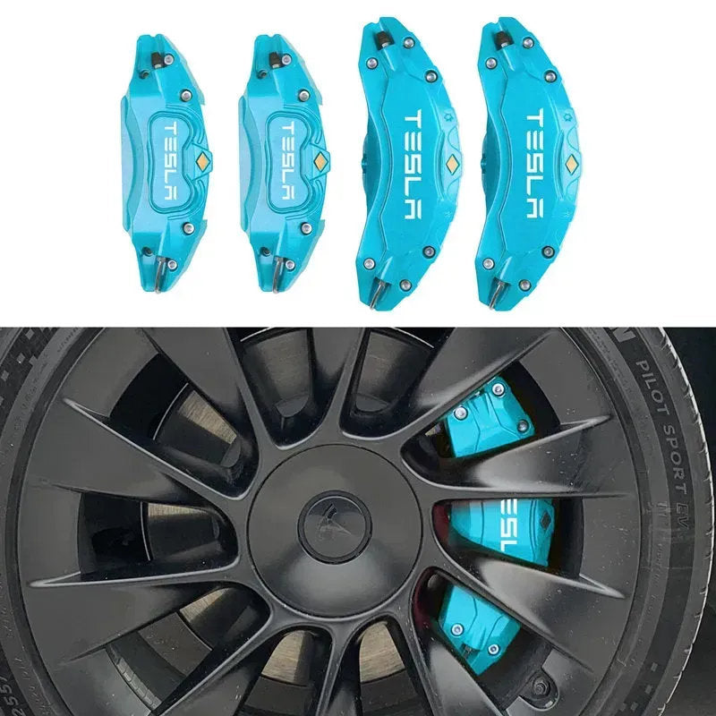 19"-22" Tesla Model X/S Brake Caliper Covers – Aluminum Alloy for 2018-2025 Models Tiffany Blue