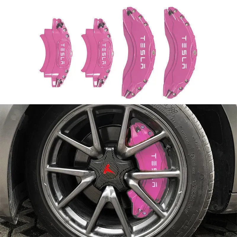 19"-22" Tesla Model X/S Brake Caliper Covers – Aluminum Alloy for 2018-2025 Models Pink