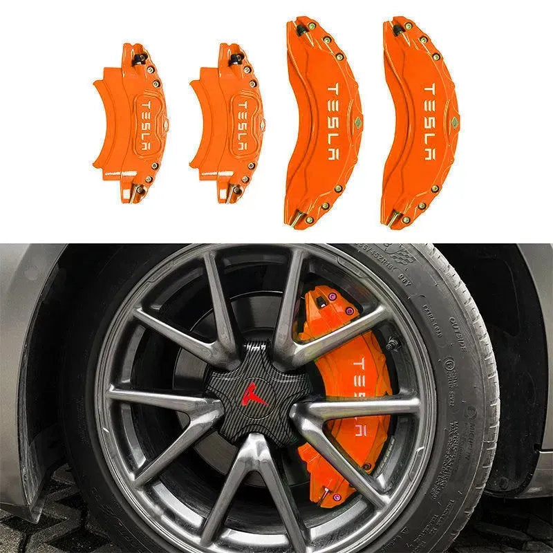 19"-22" Tesla Model X/S Brake Caliper Covers – Aluminum Alloy for 2018-2025 Models Orange